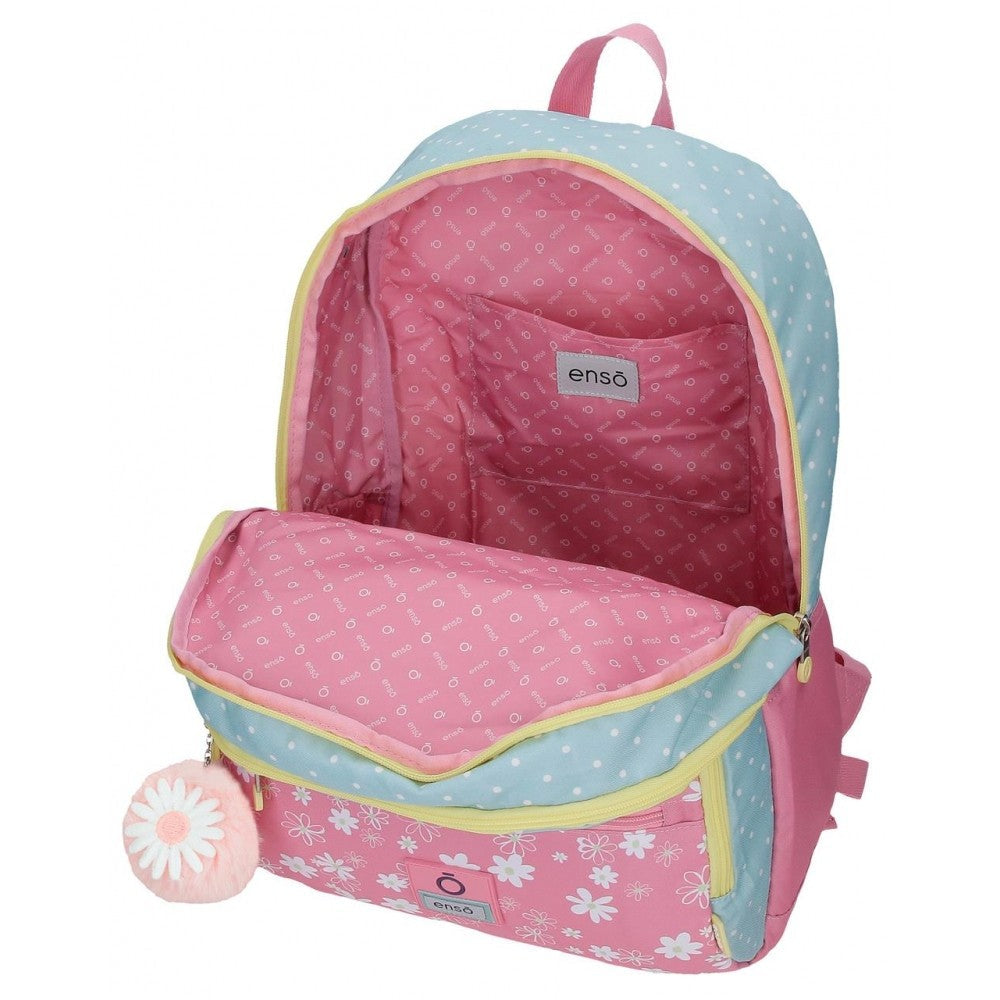 Mochila Escolar Enso Daisy con carro rosa