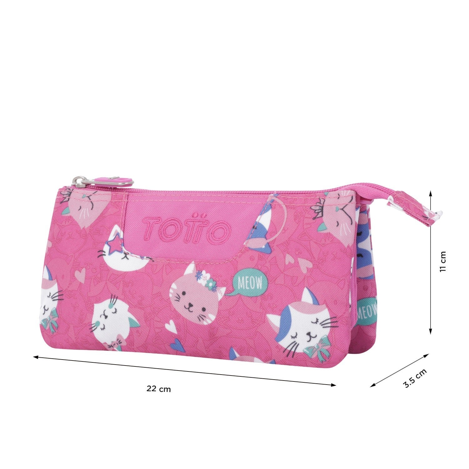 TOTTO Mochila escolar con ruedas Renglones + Estuche Tablero - 8IW Fiesta Gatitos