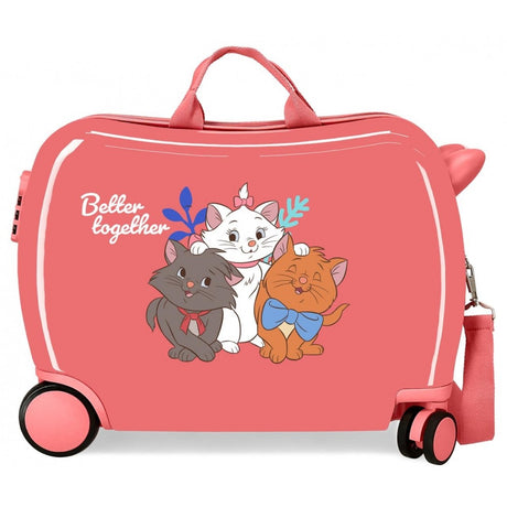 Maleta infantil 2 ruedas multidireccionales Aristocats Better Together coral