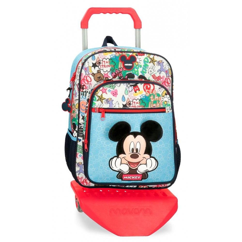 Mochila Mickey Be Cool 38cm con carro