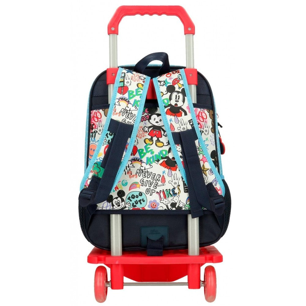 Mochila Mickey Be Cool 38cm con carro