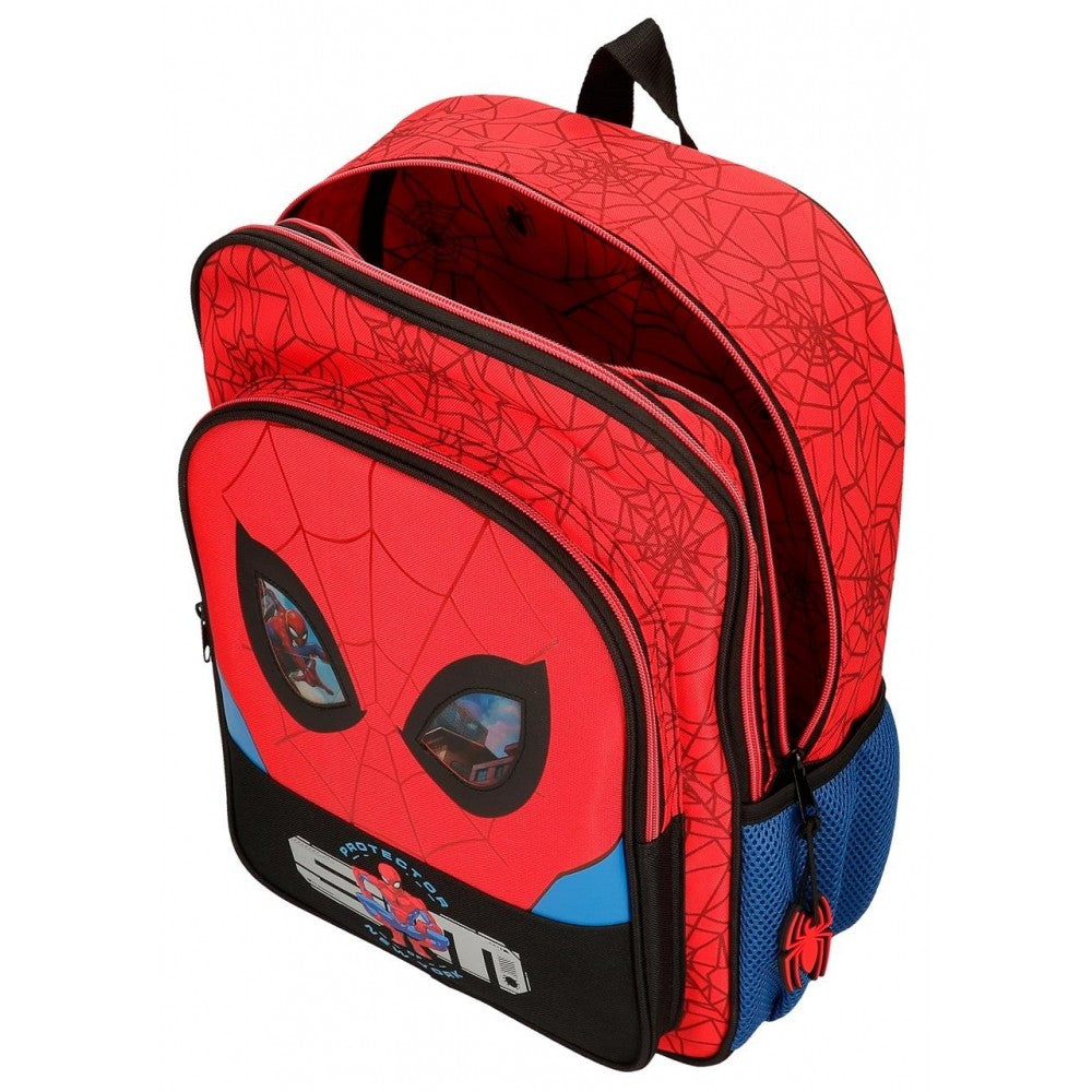 Mochila 40cm Spiderman Protector Dos Compartimentos con carro