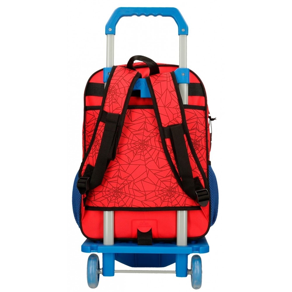 Mochila 40cm Spiderman Protector Dos Compartimentos con carro