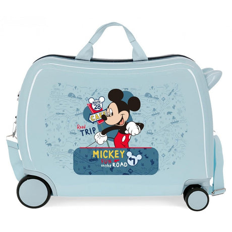 Maleta infantil 2 ruedas multidireccionales Mickey Road Trip Azul Claro