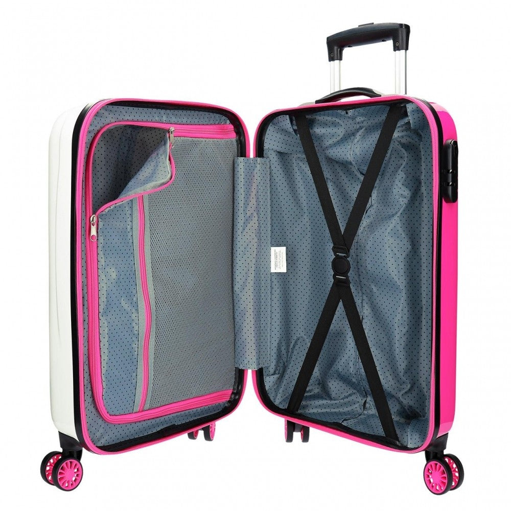 Maleta de cabina rígida 55cm Pepe Jeans Kim bco/negro/fucsia