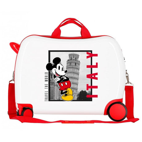 Maleta infantil Mickey Italy 2 ruedas multidireccionales blanco