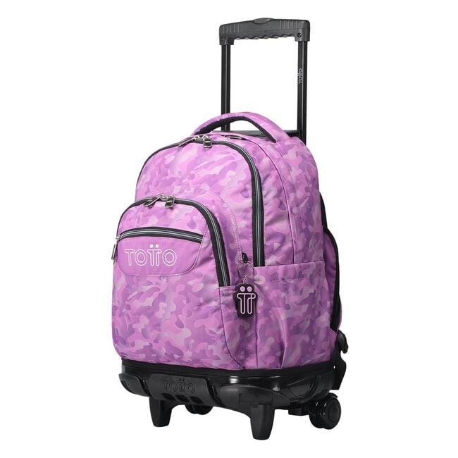 TOTTO Mochila escolar con ruedas – Renglones - 9I8 Camuflaje rosa