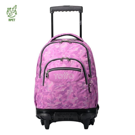 TOTTO Mochila escolar con ruedas – Renglones - 9I8 Camuflaje rosa