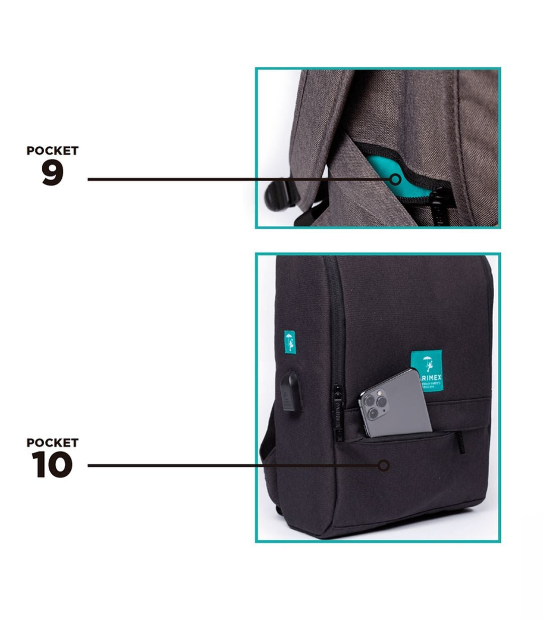 PARIMEX MOCHILA NEW URBAN 10 POCKETS MINI 13"