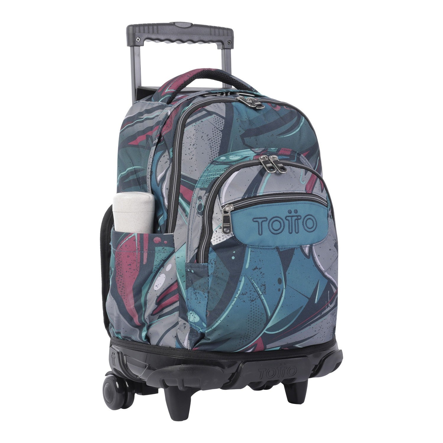 TOTTO Mochila escolar con ruedas – Renglones - 4Y7 Lienzo Eco-Friendly