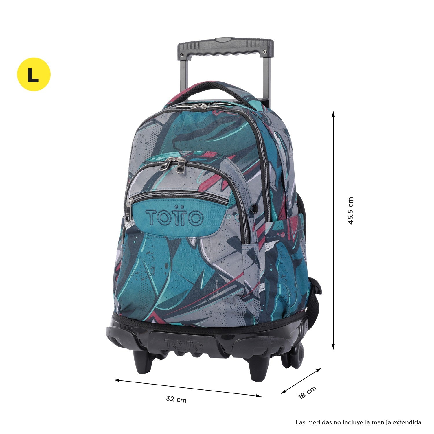 TOTTO Mochila escolar con ruedas – Renglones - 4Y7 Lienzo Eco-Friendly