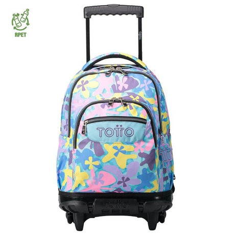 TOTTO Mochila escolar con ruedas – Renglones - 6JS Flores Hawaianas