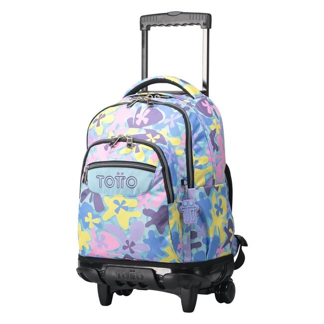 TOTTO Mochila escolar con ruedas – Renglones - 6JS Flores Hawaianas