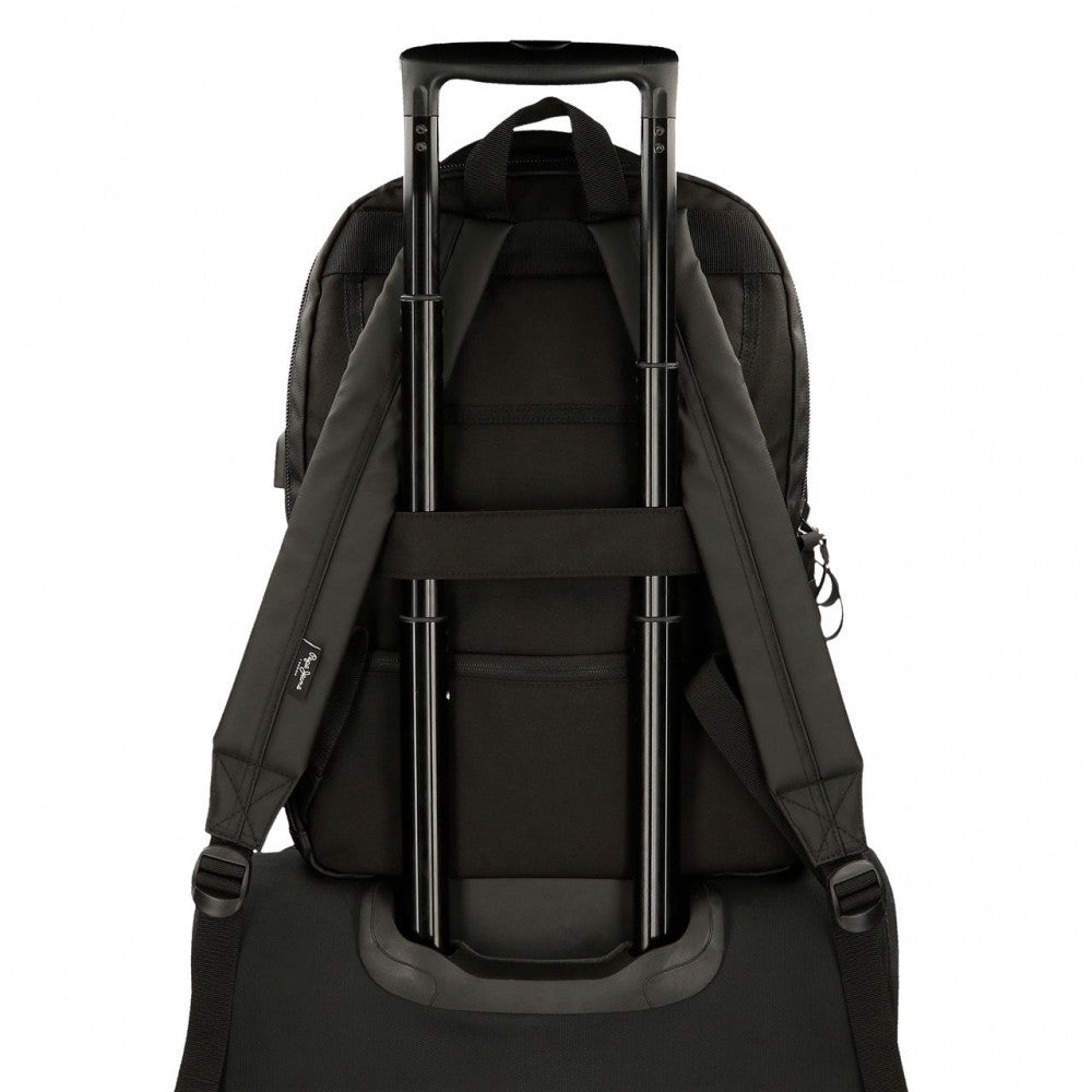 Mochila porta ordenador Pepe Jeans Hoxton tres compartimentos negro