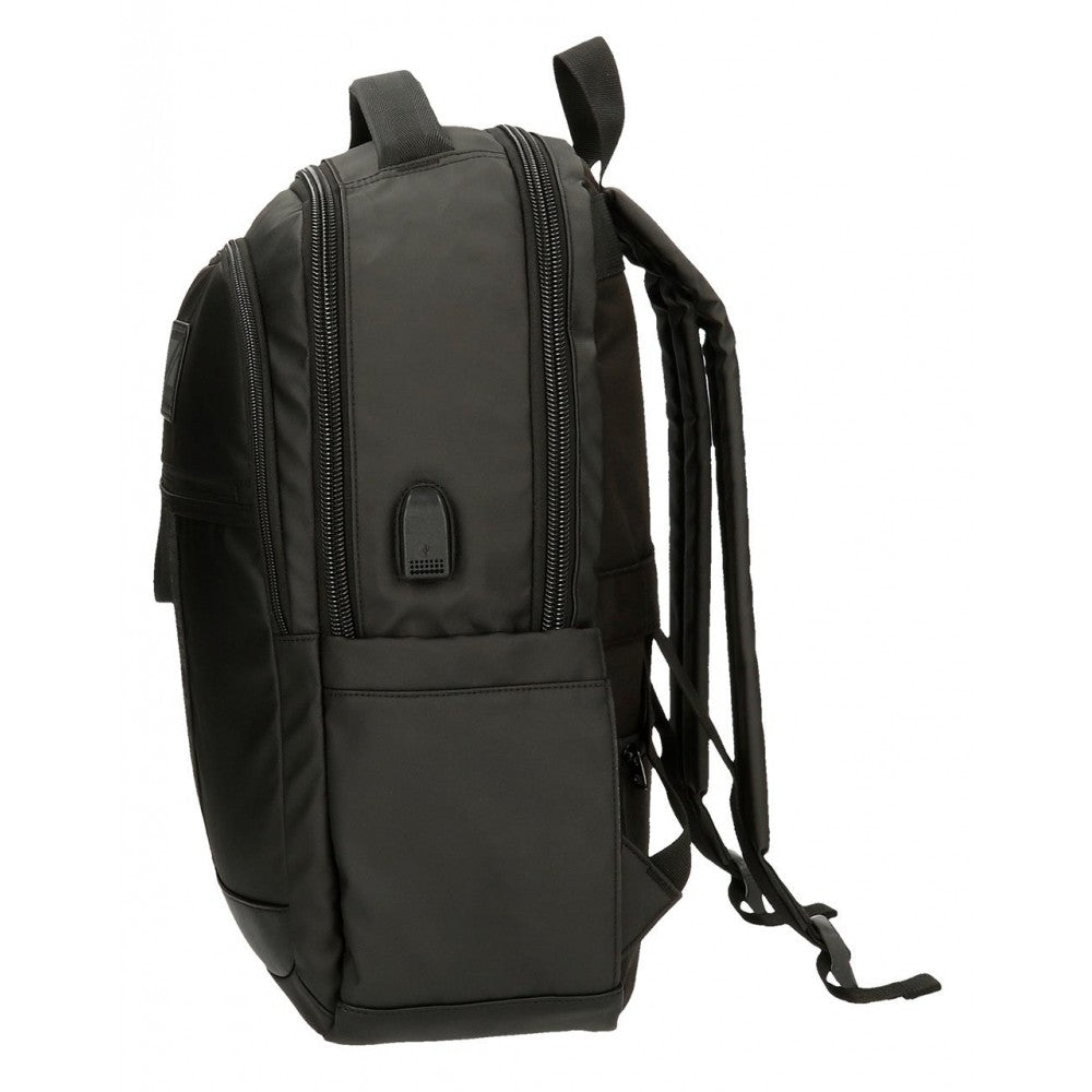 Mochila porta ordenador Pepe Jeans Hoxton tres compartimentos negro