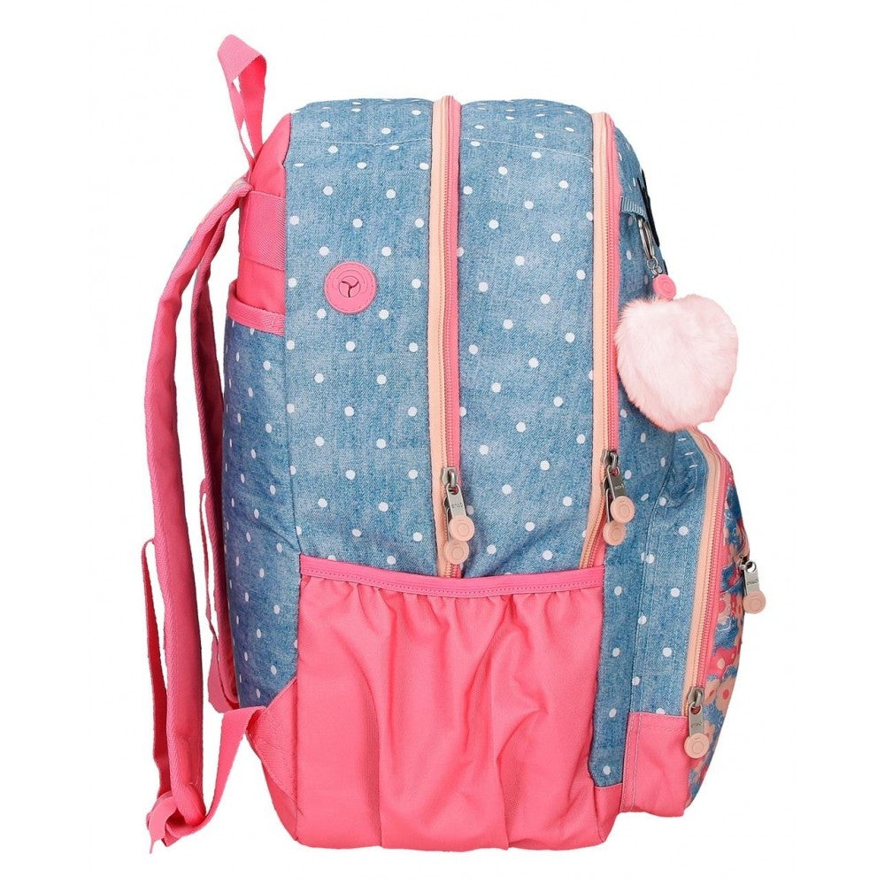 Mochila Enso Little Dreams doble compartimento adaptable Rosa