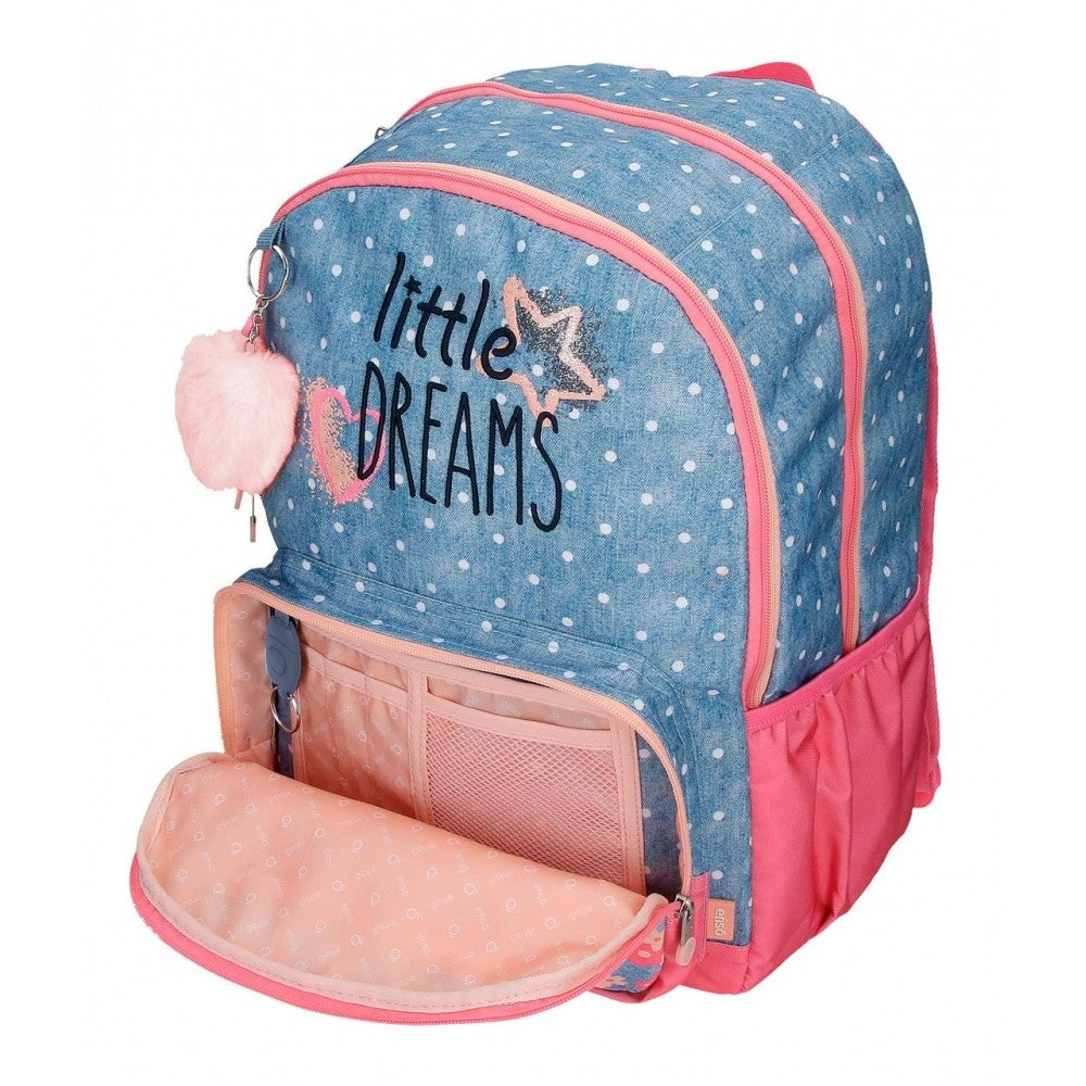 Mochila Enso Little Dreams doble compartimento adaptable Rosa