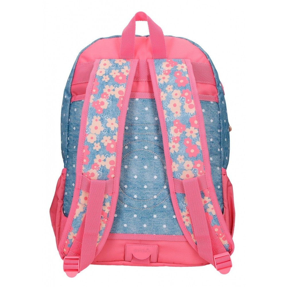 Mochila Enso Little Dreams doble compartimento adaptable Rosa