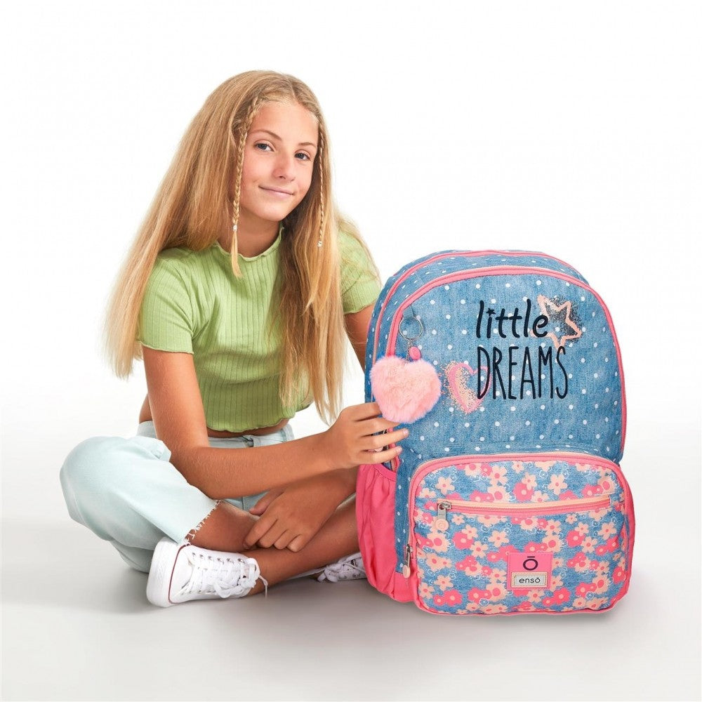 Mochila Enso Little Dreams doble compartimento adaptable Rosa