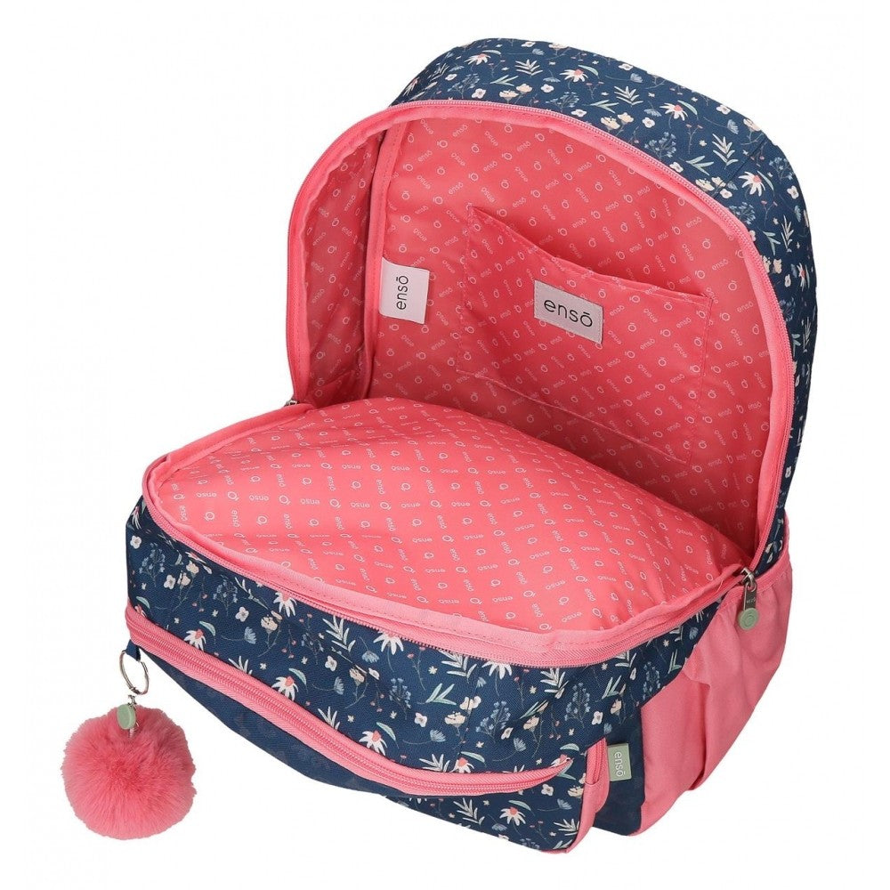 Mochila Enso Little Dreams doble compartimento adaptable Azul