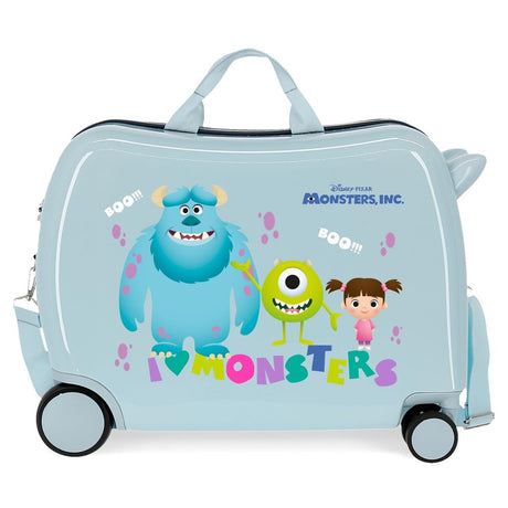 Maleta infantil 2 ruedas multidireccionales Monsters Boo! Azul claro