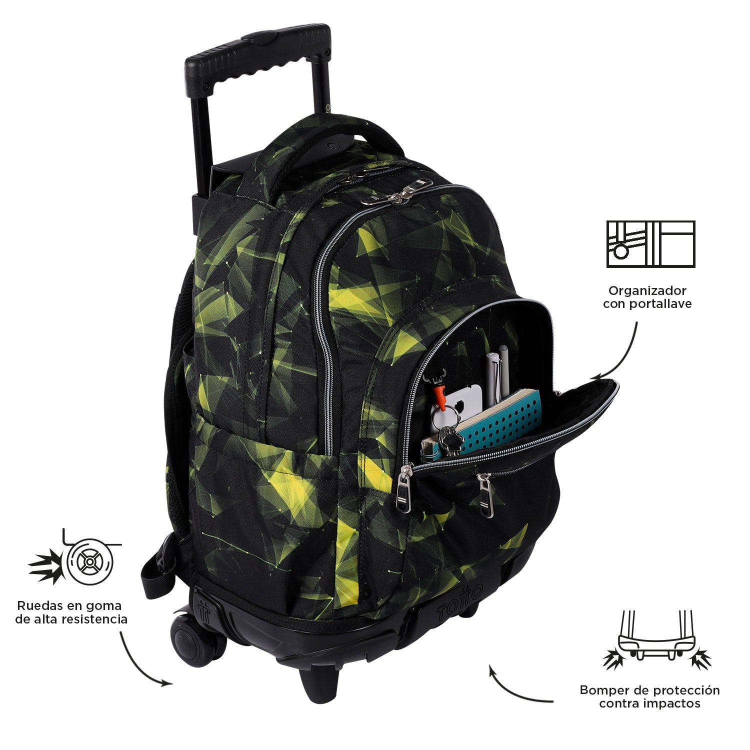 TOTTO Mochila escolar con ruedas – Renglones- 6C4 - Renjae