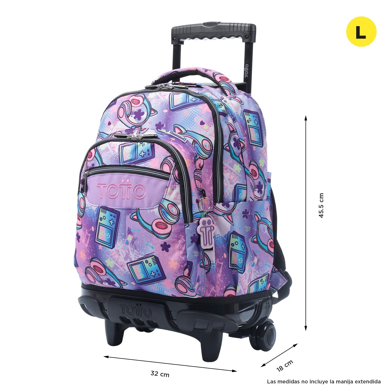 TOTTO Mochila escolar con ruedas – Renglones - 4QH Meowsical