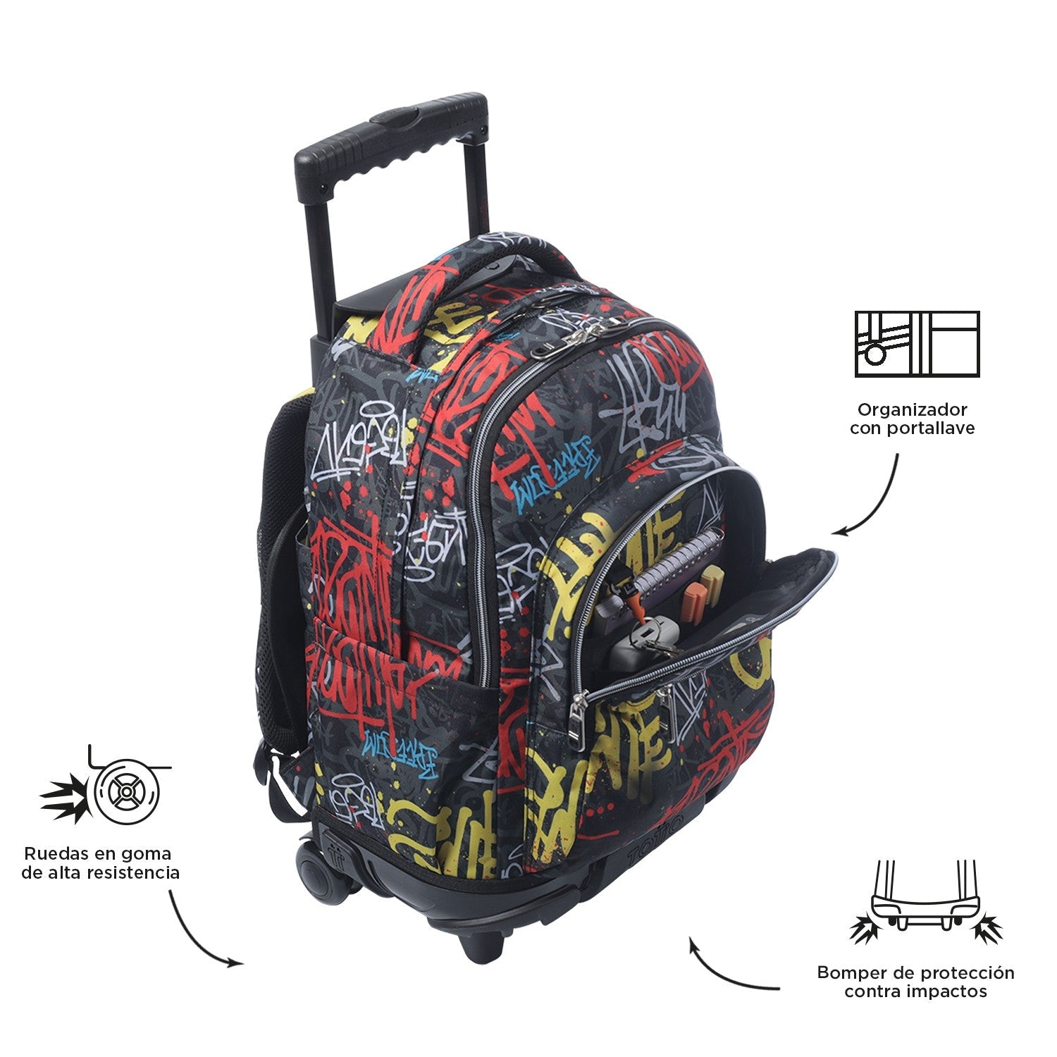 TOTTO Mochila escolar con ruedas – Renglones - 6CS Grafil