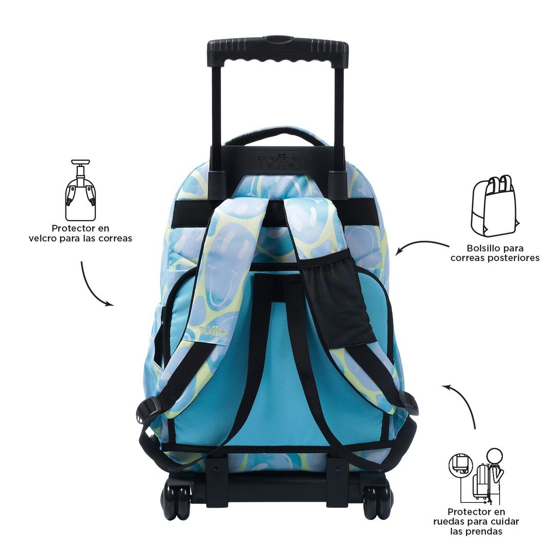 TOTTO Mochila escolar con ruedas – Renglones - 2AU Happy Flow