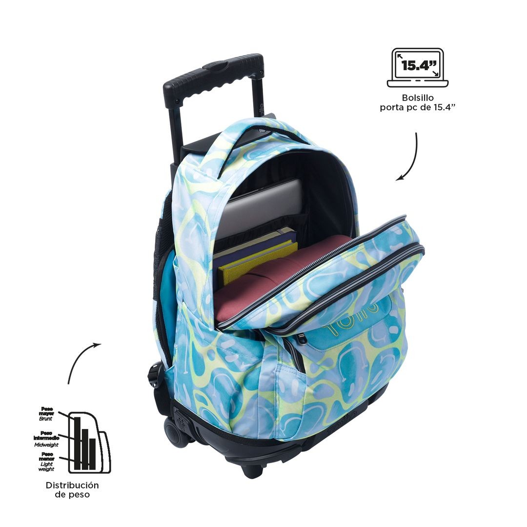 TOTTO Mochila escolar con ruedas – Renglones - 2AU Happy Flow