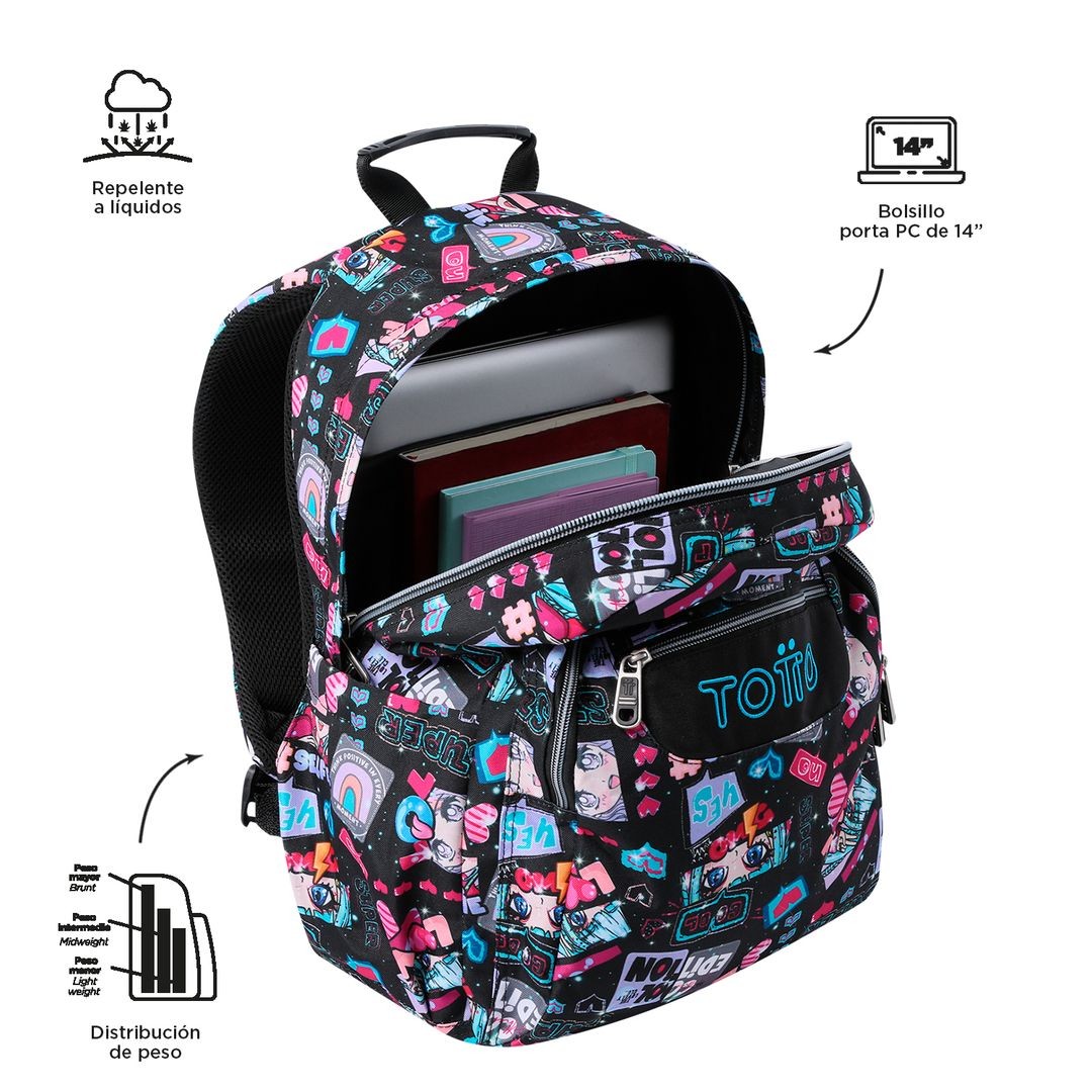 TOTTO Mochila escolar - Acuareles 6CZ Misato