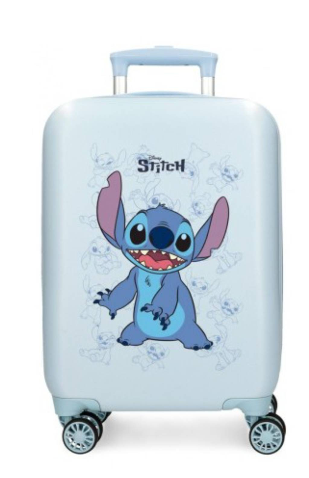 Maleta de cabina rígida  Disney Happy Stitch Celeste 50cm