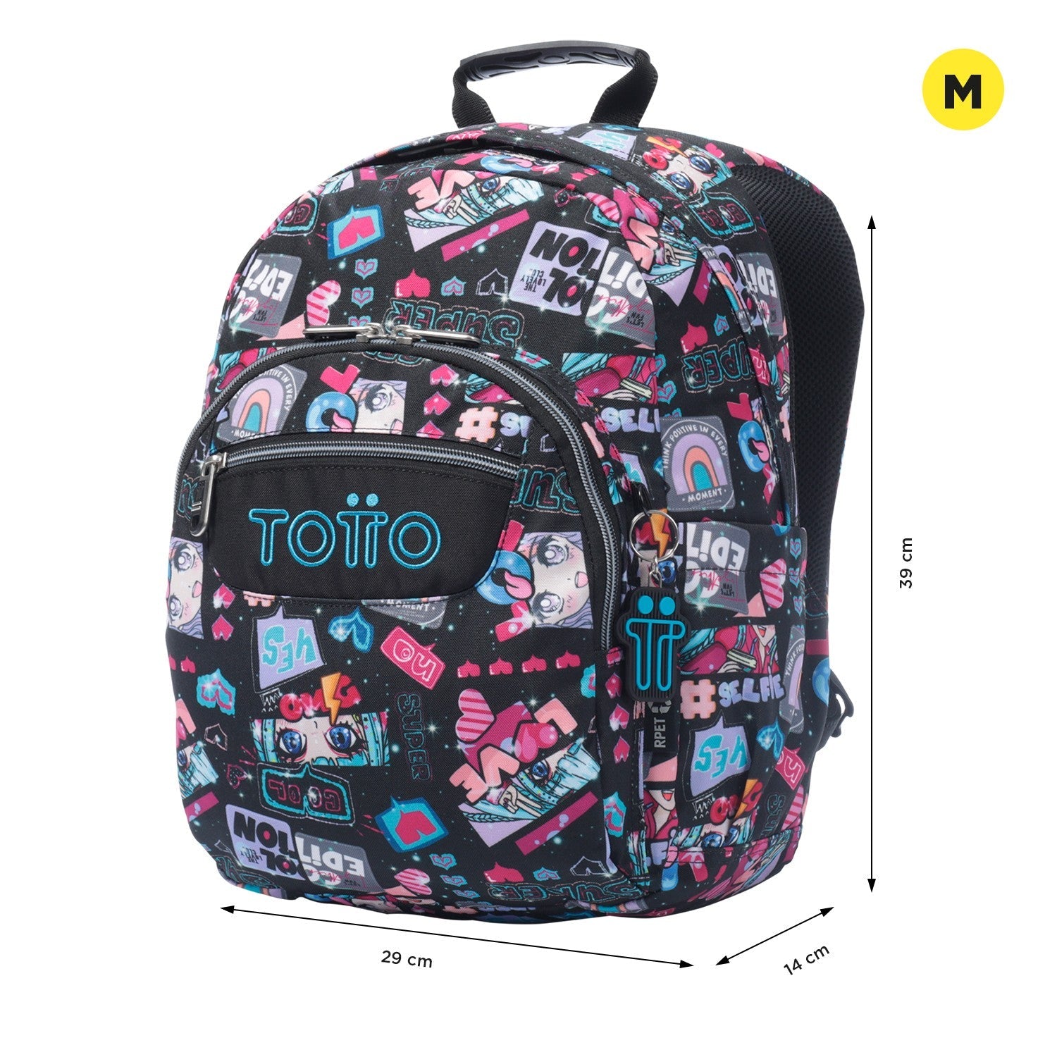 TOTTO Mochila escolar pequeña negro Misato - Gommas -6CZ