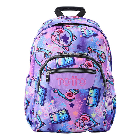 TOTTO Mochila escolar adaptable a carro Meowsica 4QH - Acuareles