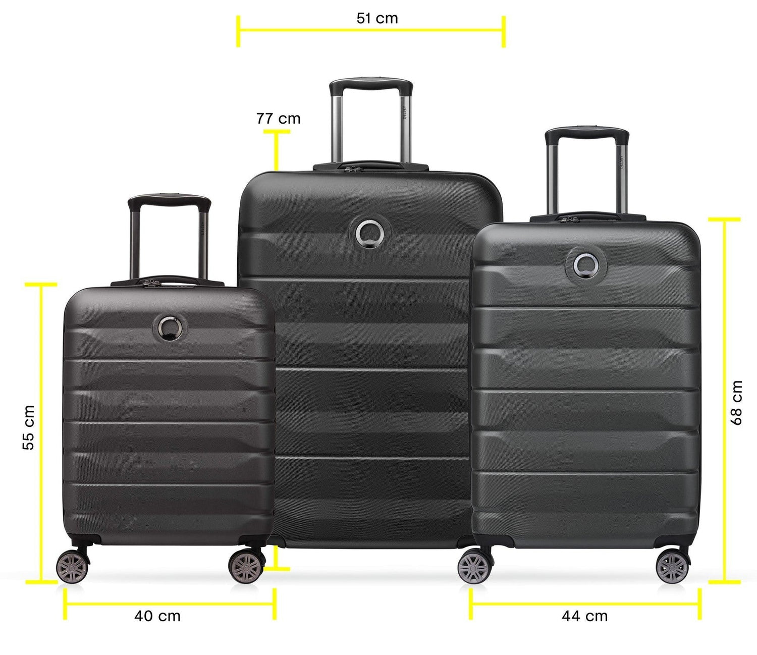 DELSEY SET AIR ARMOUR - 3 SUITCASES (L-77CM) (M-68CM) (S-55CM)