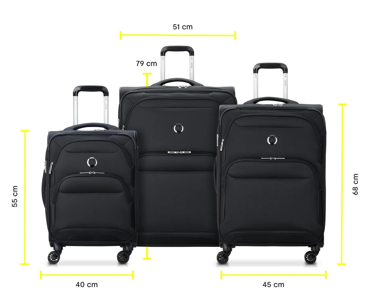 DELSEY SET SKY MAX 2.0 - 3 SUITCASES (L-79CM) (M-68CM) (S-55CM)