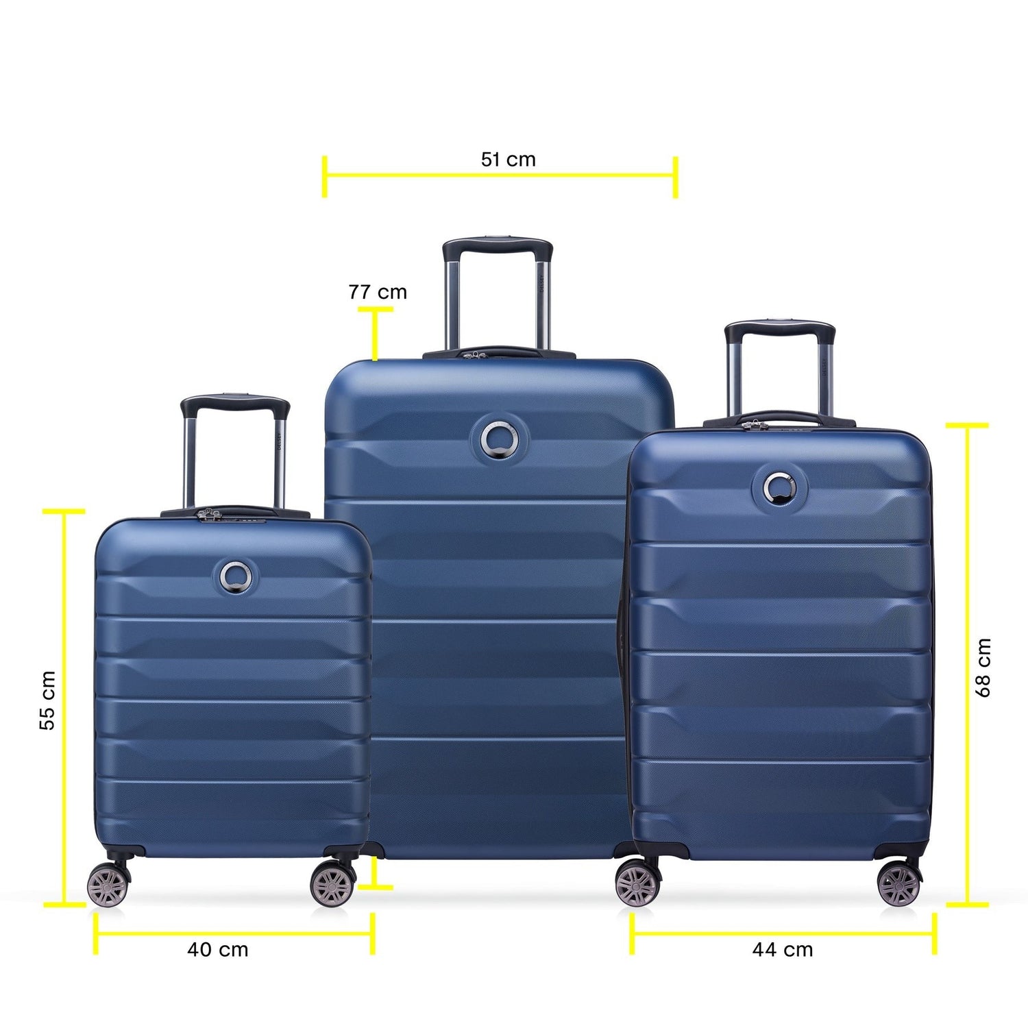 DELSEY SET AIR ARMOUR - 3 SUITCASES (L-77CM) (M-68CM) (S-55CM)