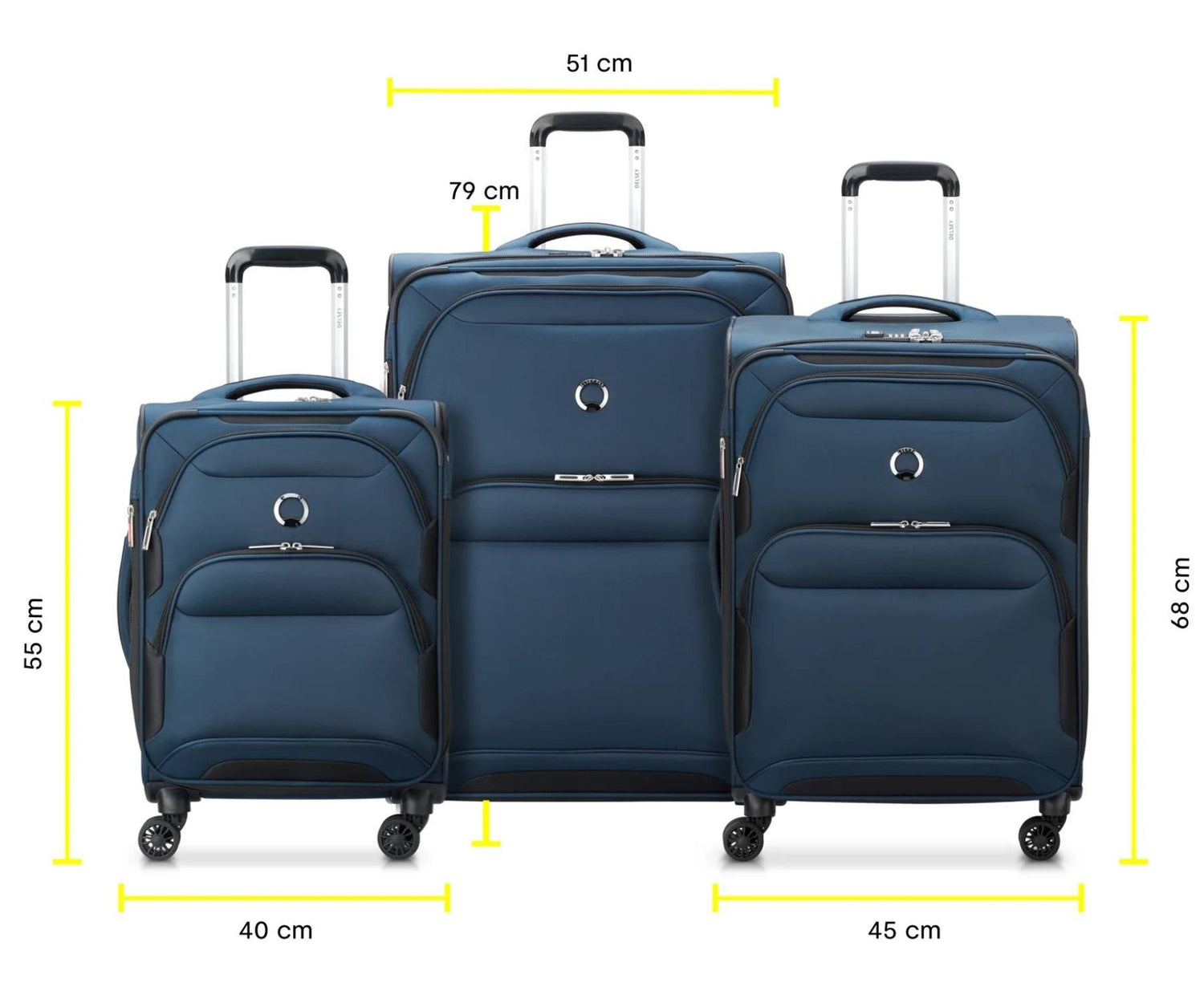 DELSEY SET SKY MAX 2.0 - 3 SUITCASES (L-79CM) (M-68CM) (S-55CM)