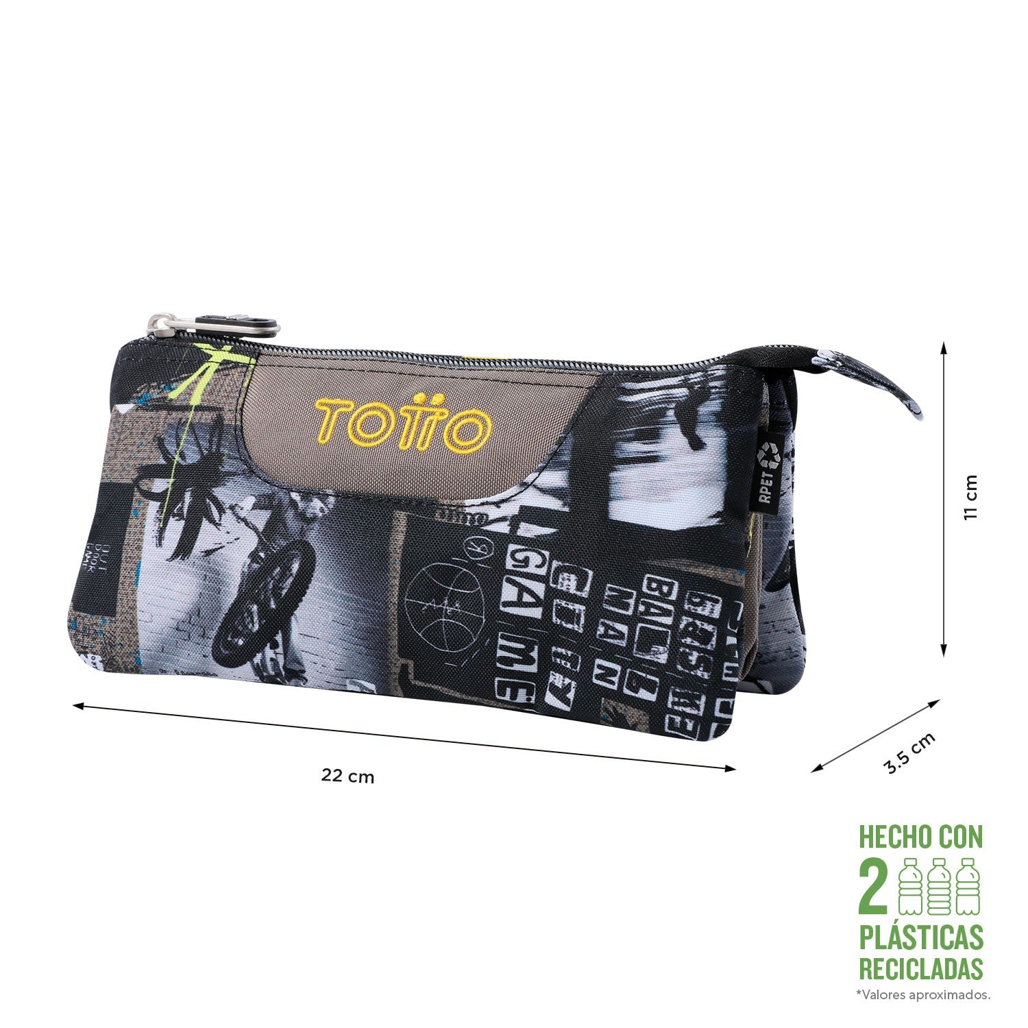 TOTTO Mochila escolar con ruedas Renglones + Estuche Tablero - 6CT Baski