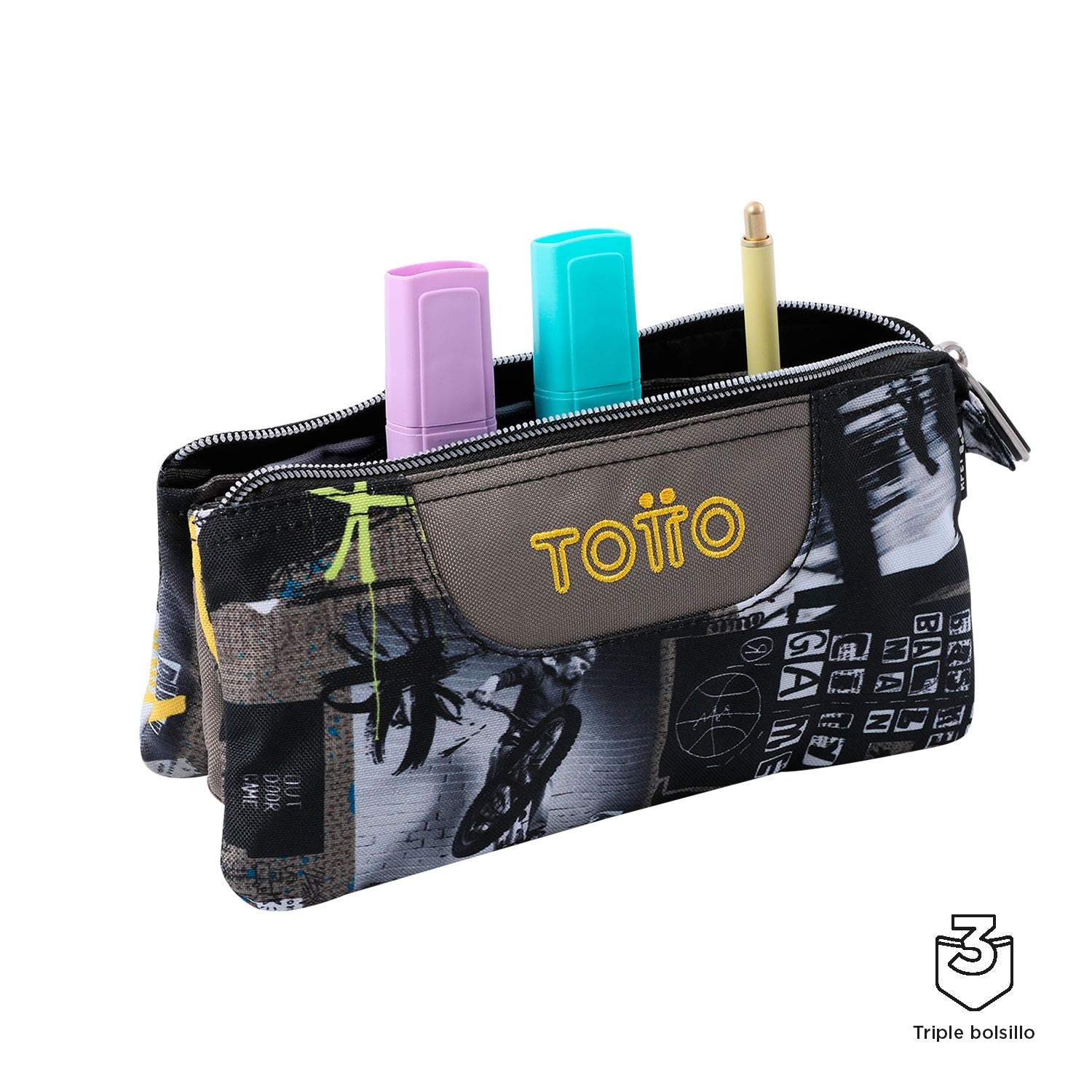 TOTTO Mochila escolar con ruedas Renglones + Estuche Tablero - 6CT Baski