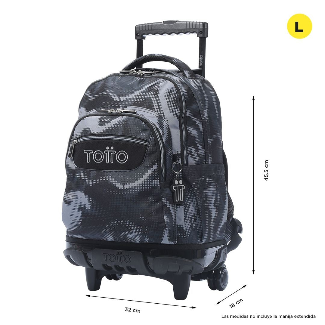 TOTTO Mochila escolar con ruedas Renglones + Estuche Tablero - 6YA Bluc