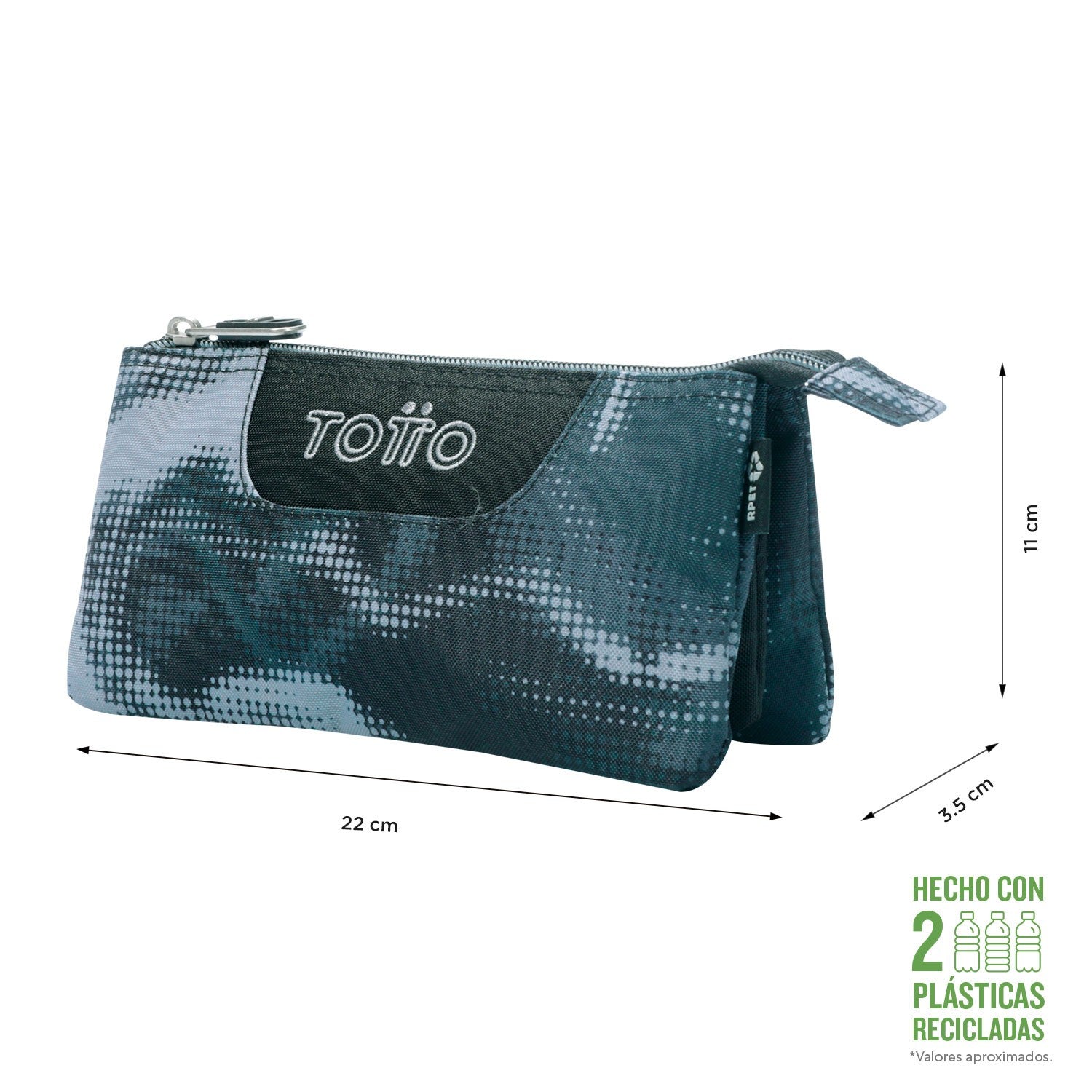 TOTTO Mochila escolar con ruedas Renglones + Estuche Tablero - 6YA Bluc