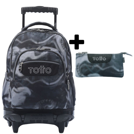 TOTTO Mochila escolar con ruedas Renglones + Estuche Tablero - 6YA Bluc