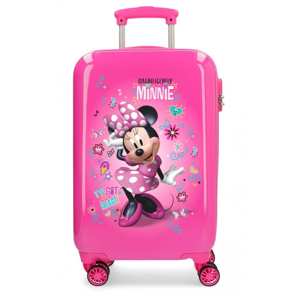 Maleta de cabina Minnie Stickers rígida 55cm Rosa