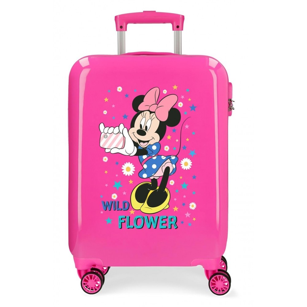 Maleta de cabina Minnie Wild Flower rígida 55cm Fucsia