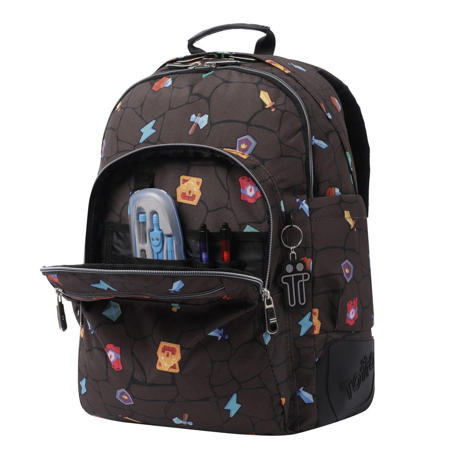 Mochila escolar - Crayoles- 3Y7 - Estampado Videojuego de TOTTO