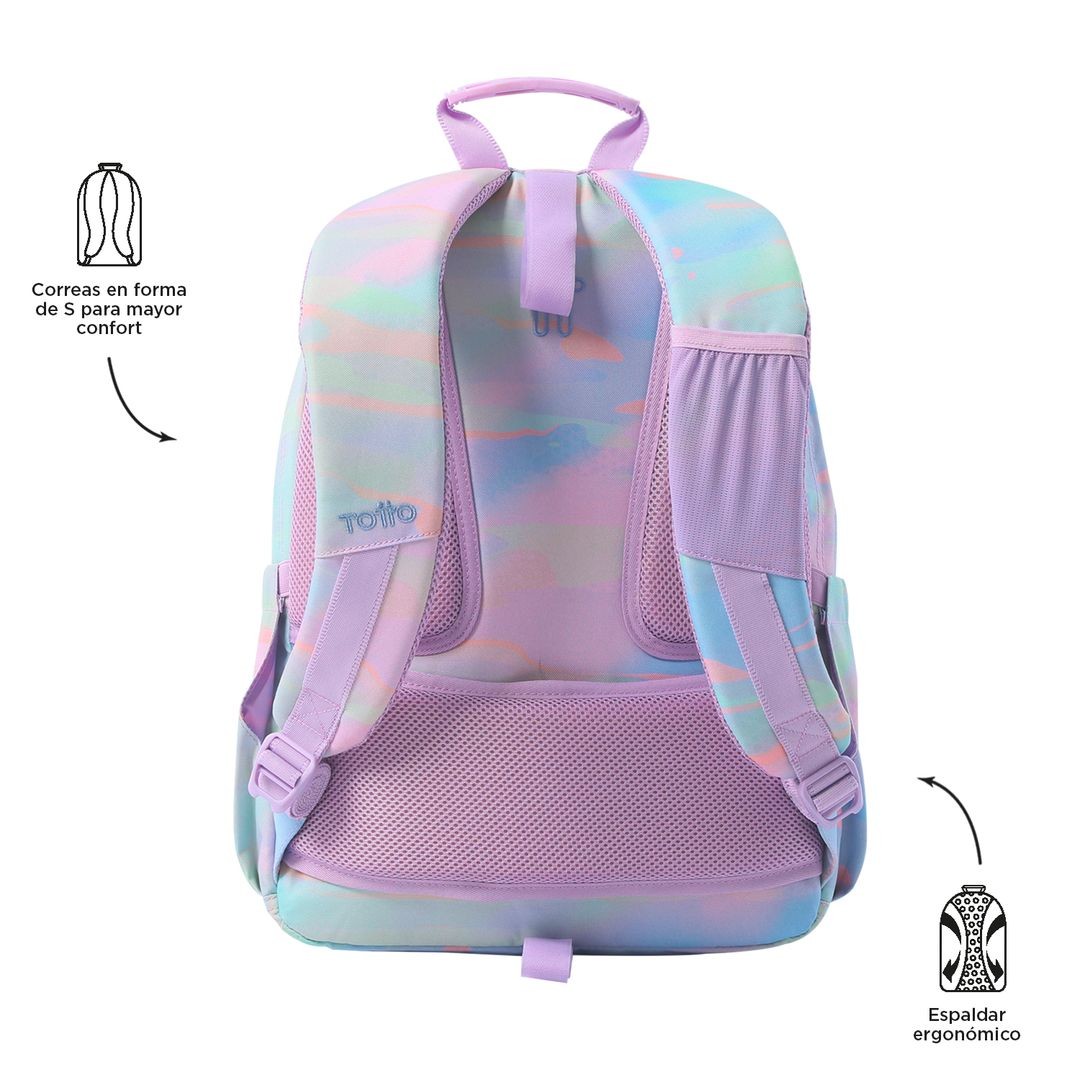 Mochila escolar Totto adaptable a carro Acuareles- Helados y Frutas 2DN