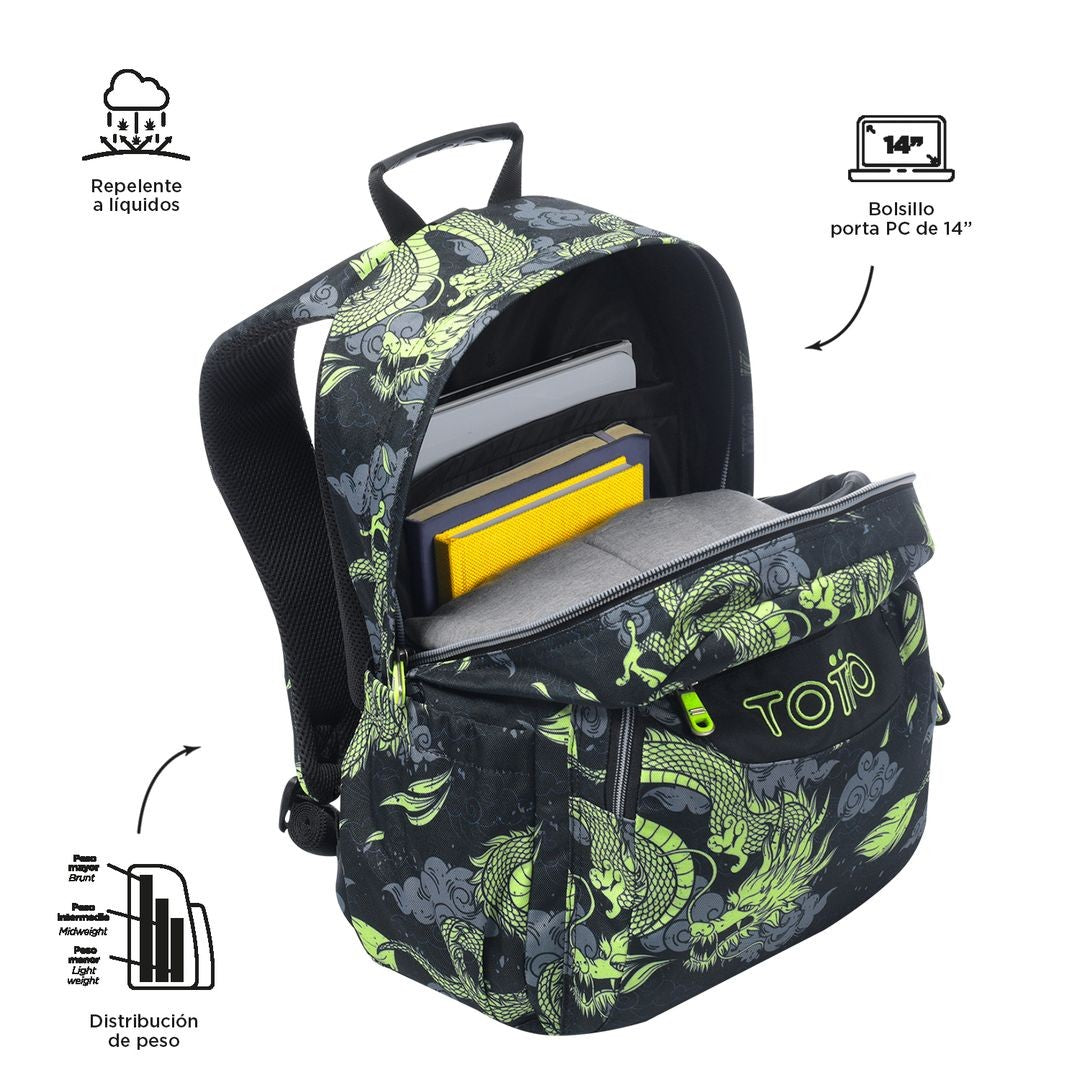 TOTTO Mochila escolar adaptable a carro Acuareles - 7C3 Dragony