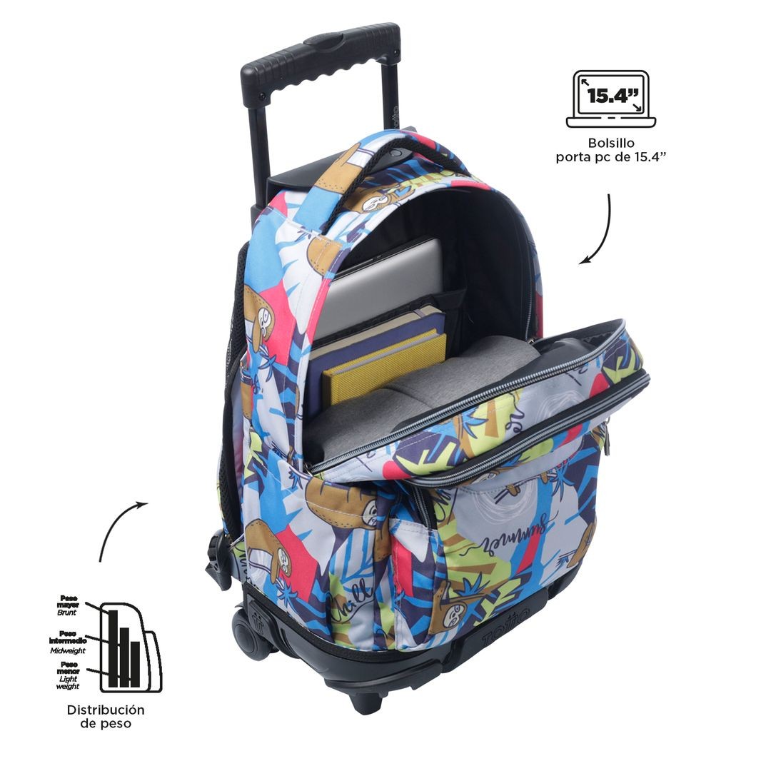 TOTTO Mochila escolar con ruedas – Renglones - 6YB multicolor Lazel