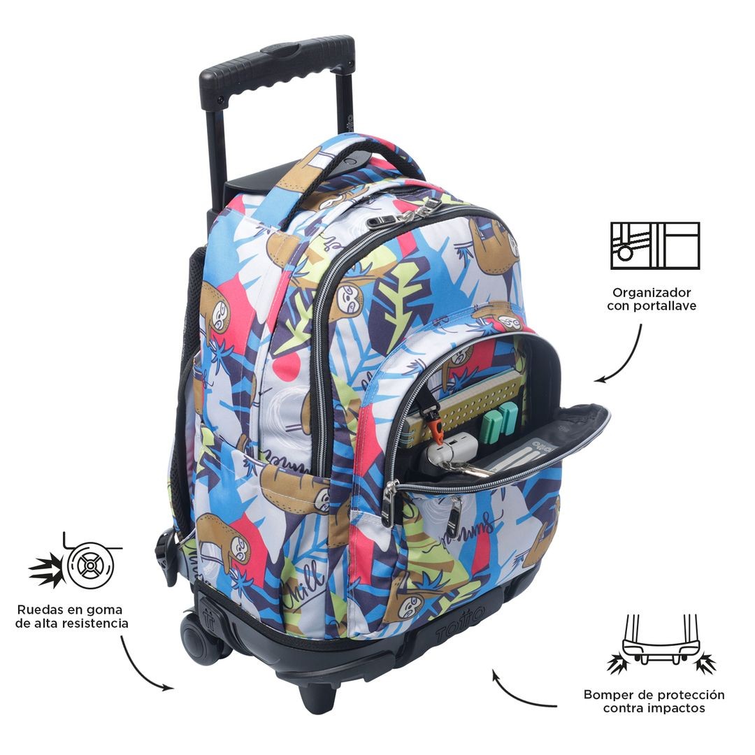 TOTTO Mochila escolar con ruedas – Renglones - 6YB multicolor Lazel